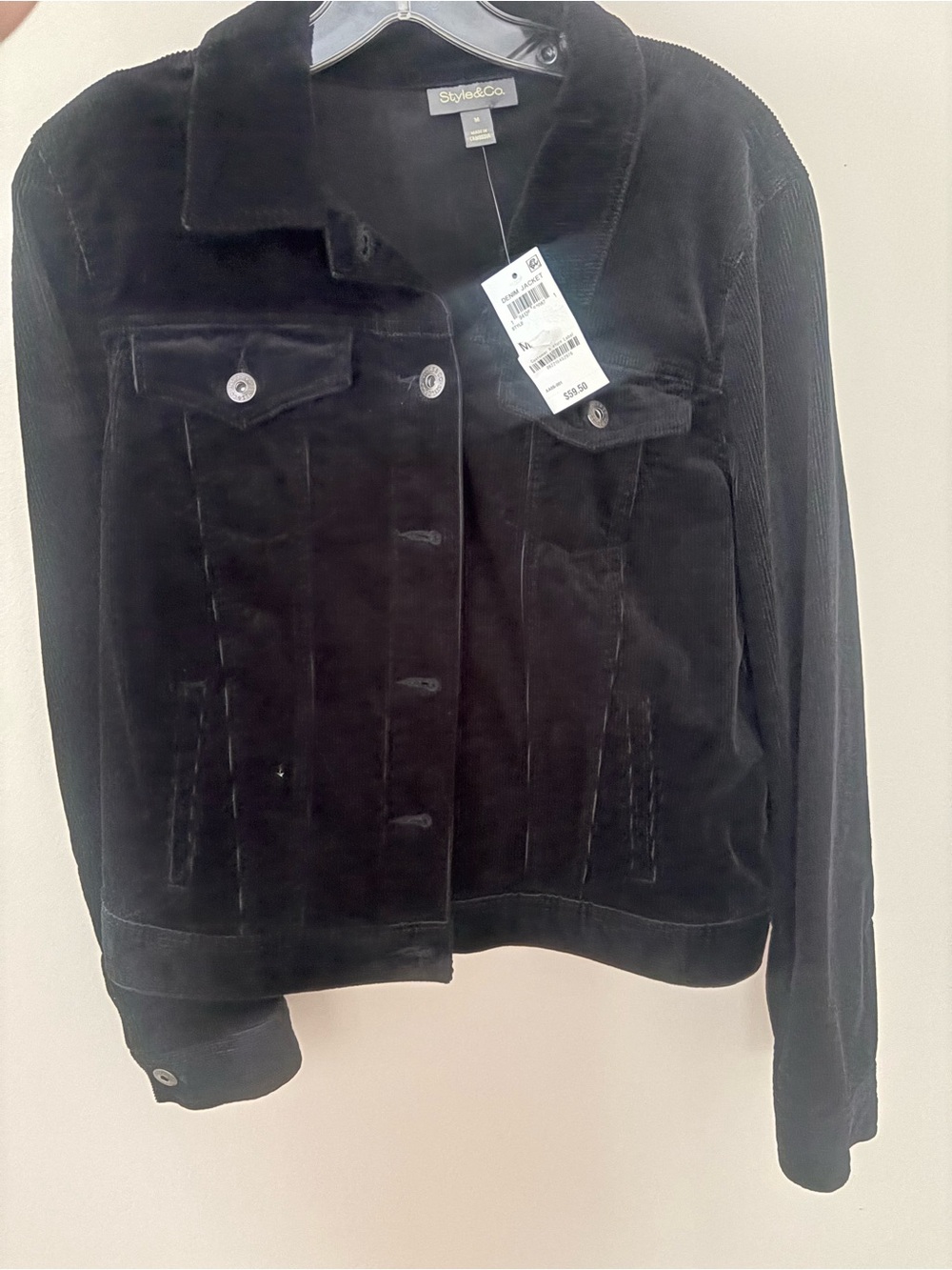 Style & Co. Black Corduroy Classic Long-Sleeve Jacket - Picture 2 of 2
